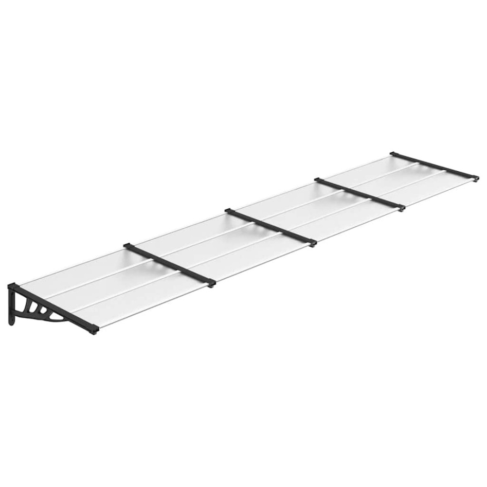 Marquesina puerta policarbonato negro y transparente 396x90