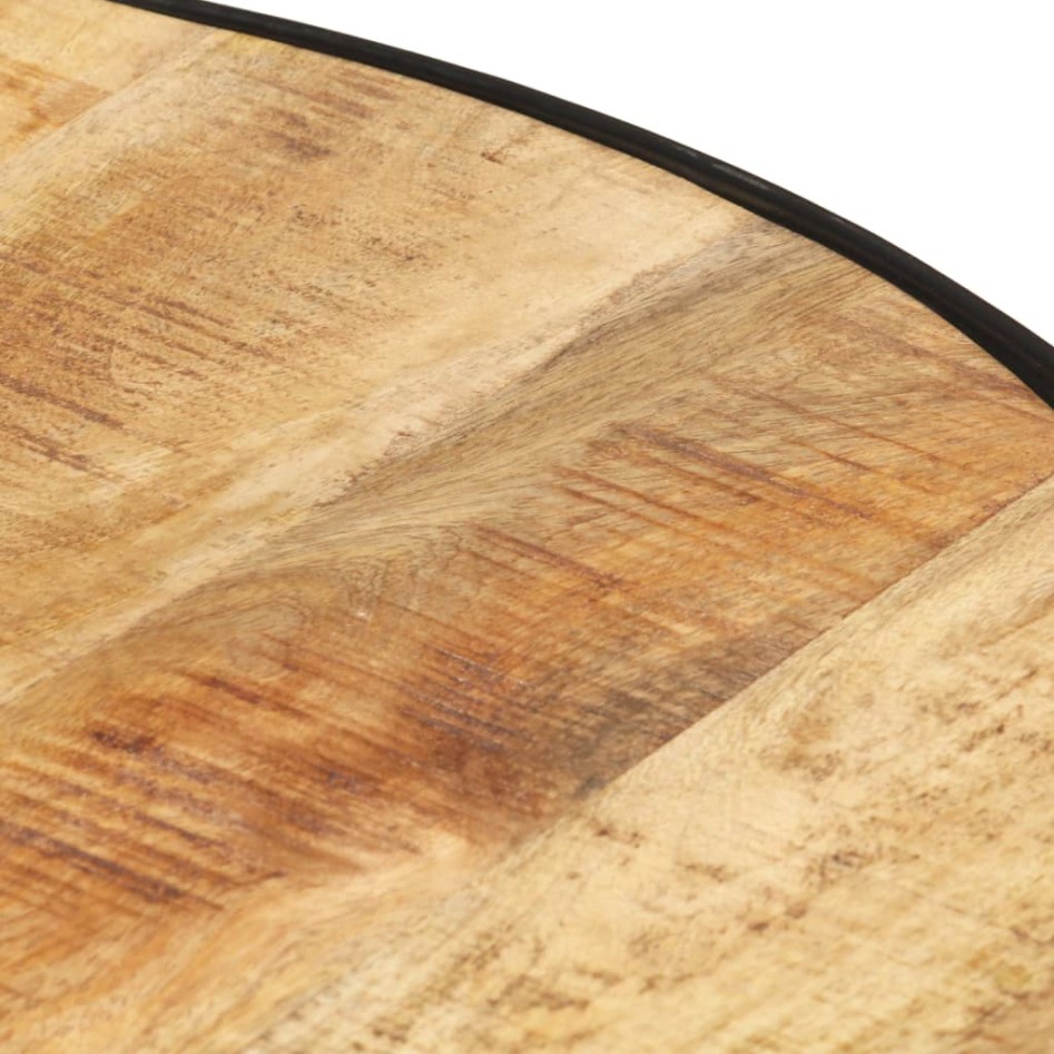 Mesa de centro madera maciza de mango rugosa negra 68x68x36