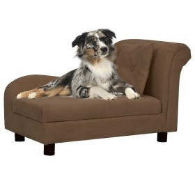 Sofá para perros con almohada marrón felpa 83x44x44
