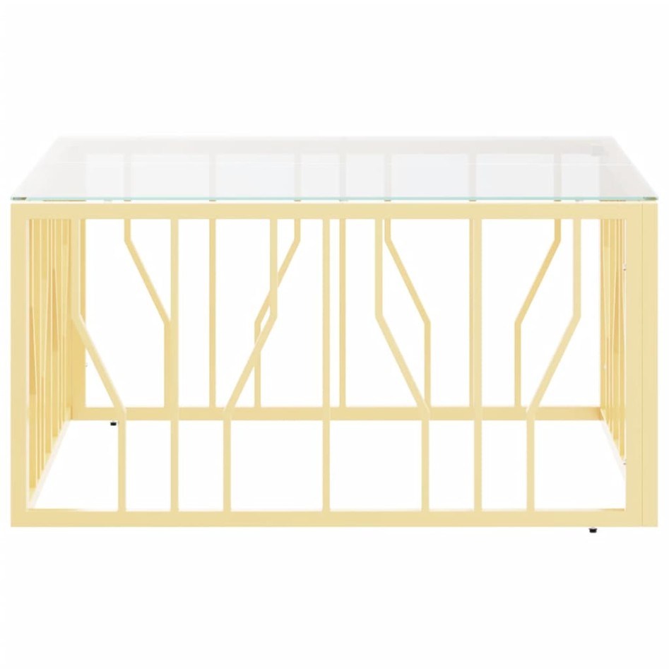 Mesa de centro de acero inoxidable y vidrio dorada 80x80x40