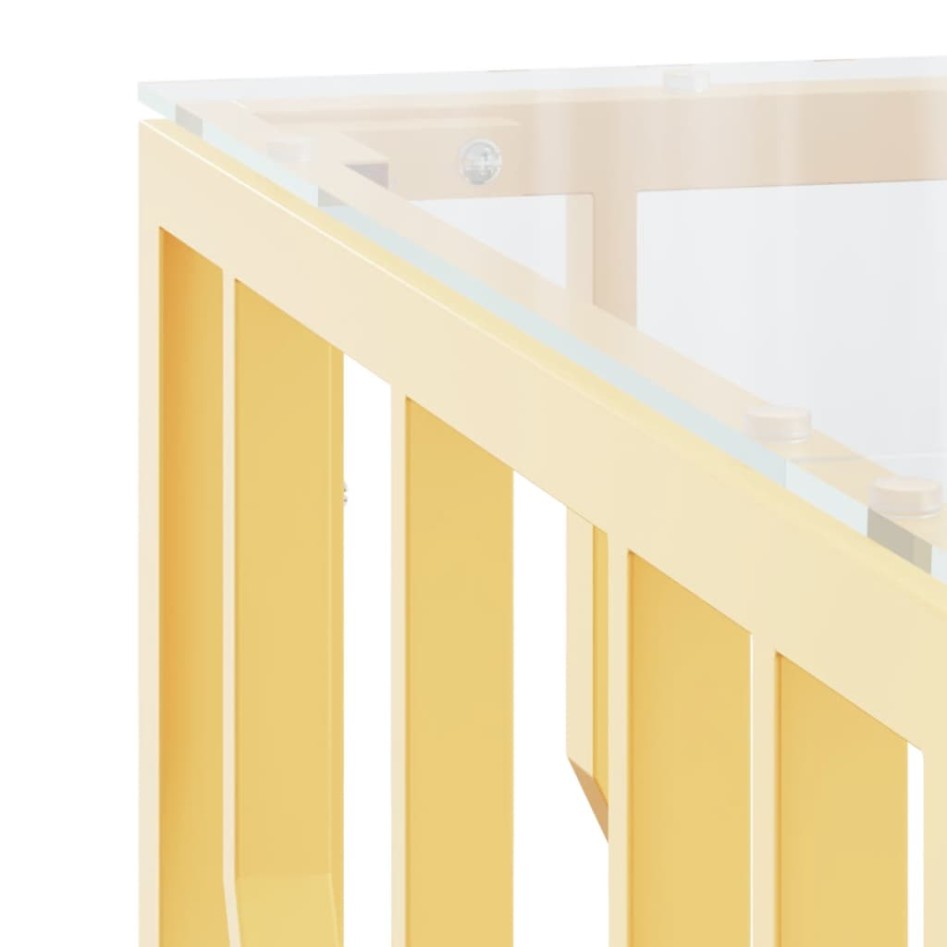 Mesa de centro de acero inoxidable y vidrio dorada 80x80x40