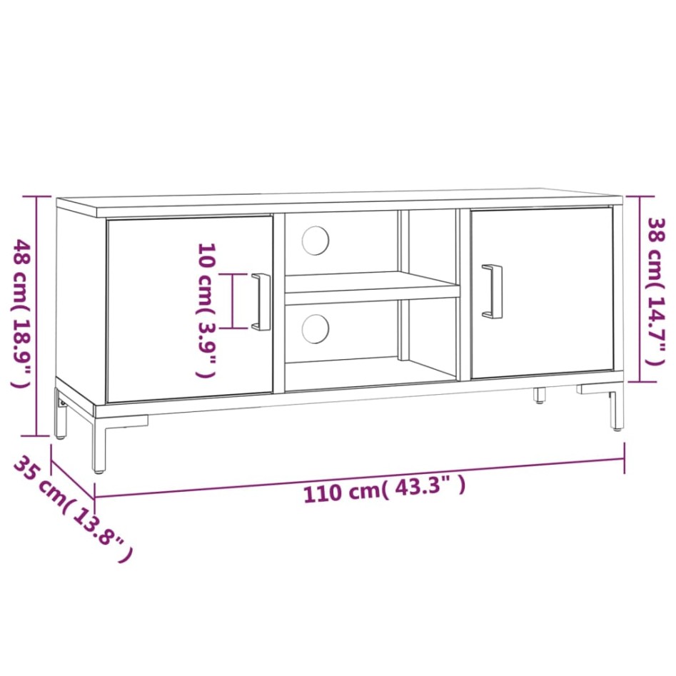 Mueble para TV madera maciza de pino marrón 110x35x48