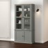 Armario con vitrina VIGO madera maciza pino gris 85x35x170