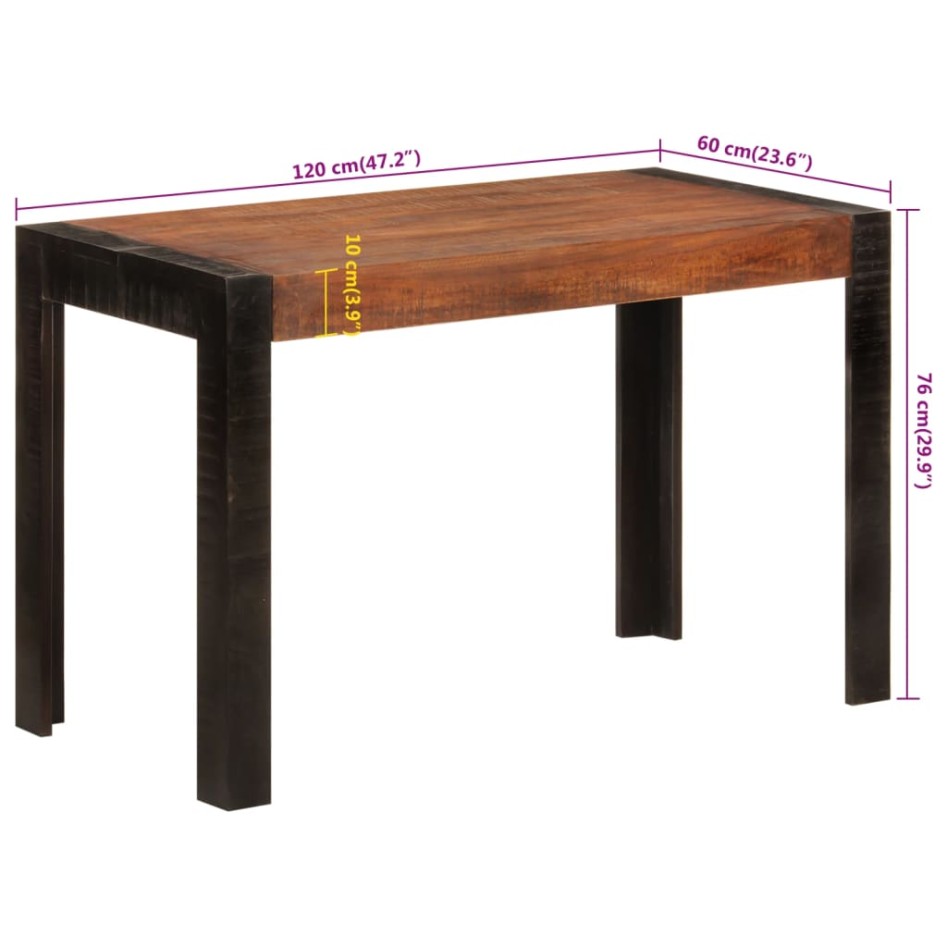 Mesa de comedor madera maciza de mango marrón miel 120x60x76