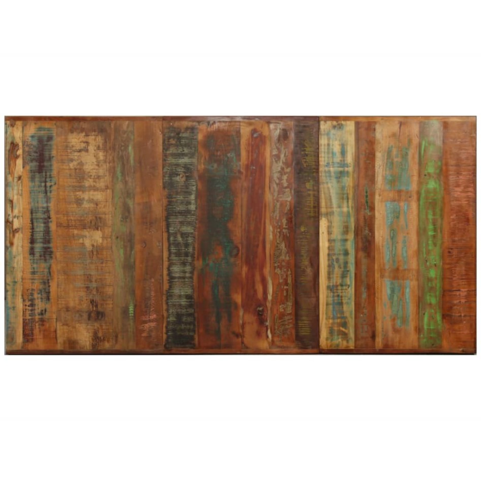 Mesa de comedor madera maciza reciclada y acero cruzado 180