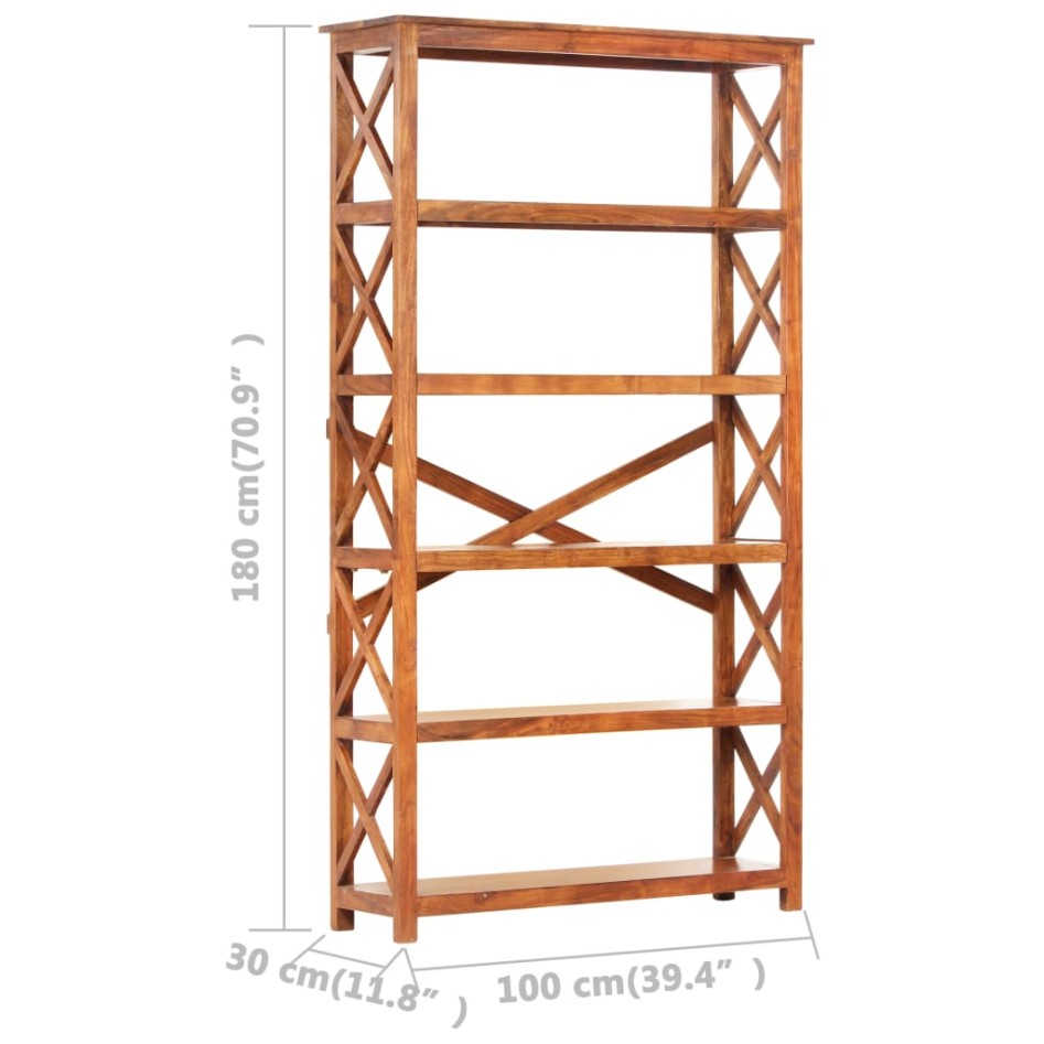 Estantería de madera maciza acacia acabado miel 100x30x180