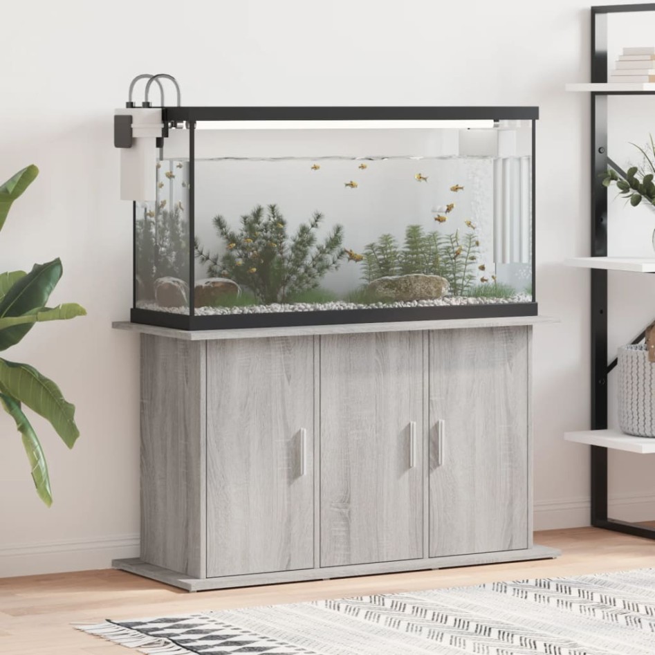 Soporte para acuario madera ingeniería gris Sonoma 101x41x58