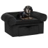 Sofá para perros con cajón felpa negro 75x50x38