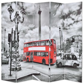 Biombo divisor plegable 200x170 cm bus Londres blanco y