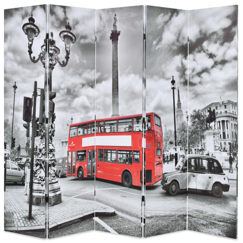 Biombo divisor plegable 200x170 cm bus Londres blanco y