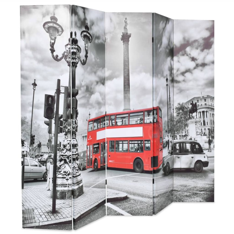 Biombo divisor plegable 200x170 cm bus Londres blanco y