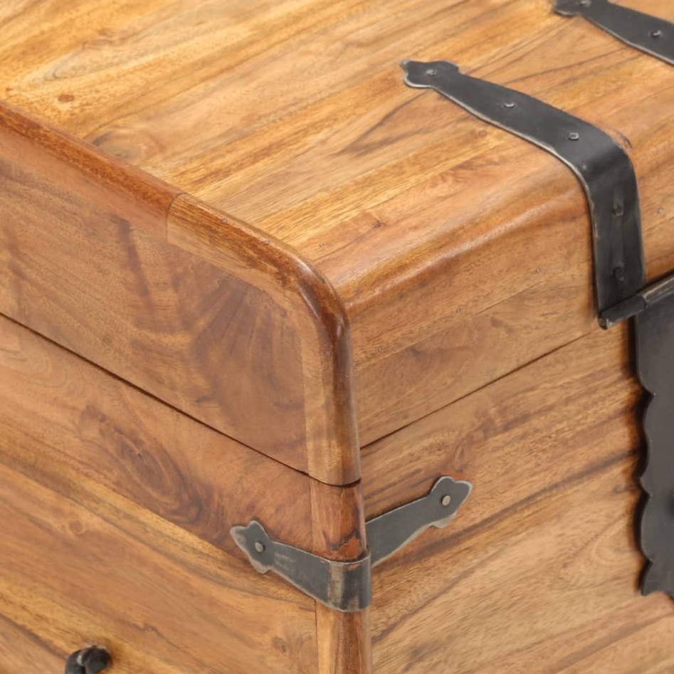 Baúl de madera maciza de acacia 40x40x40