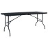 Mesa de jardín plegable imitación ratán HDPE negro 180x75x72