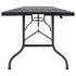 Mesa de jardín plegable imitación ratán HDPE negro 180x75x72
