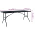 Mesa de jardín plegable imitación ratán HDPE negro 180x75x72