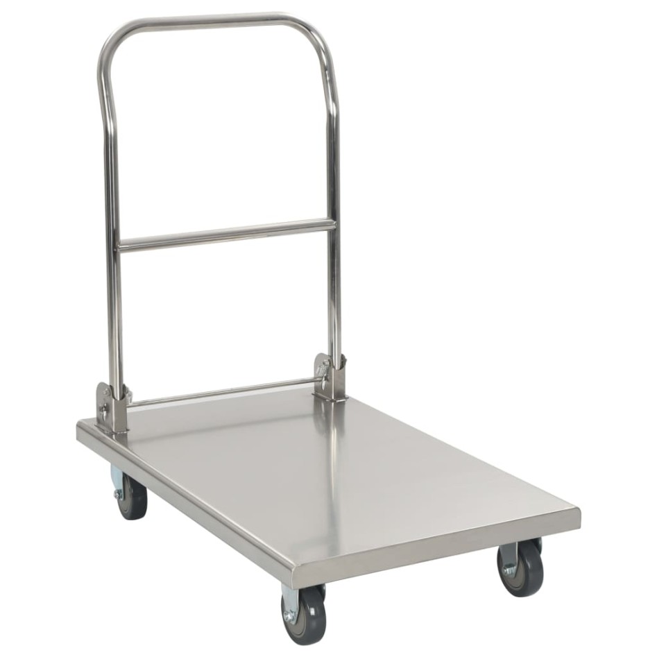 Carro portaequipajes acero inoxidable plateado 82x53x86