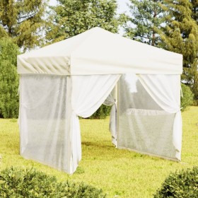 Carpa para fiestas plegable con paredes laterales crema 2x2