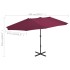 Sombrilla de jardín palo de aluminio rojo burdeos 460x270