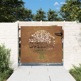 Puerta de jardín acero corten diseño árbol 85x100
