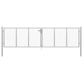 Puerta de jardín de acero galvanizado plateado 415x150