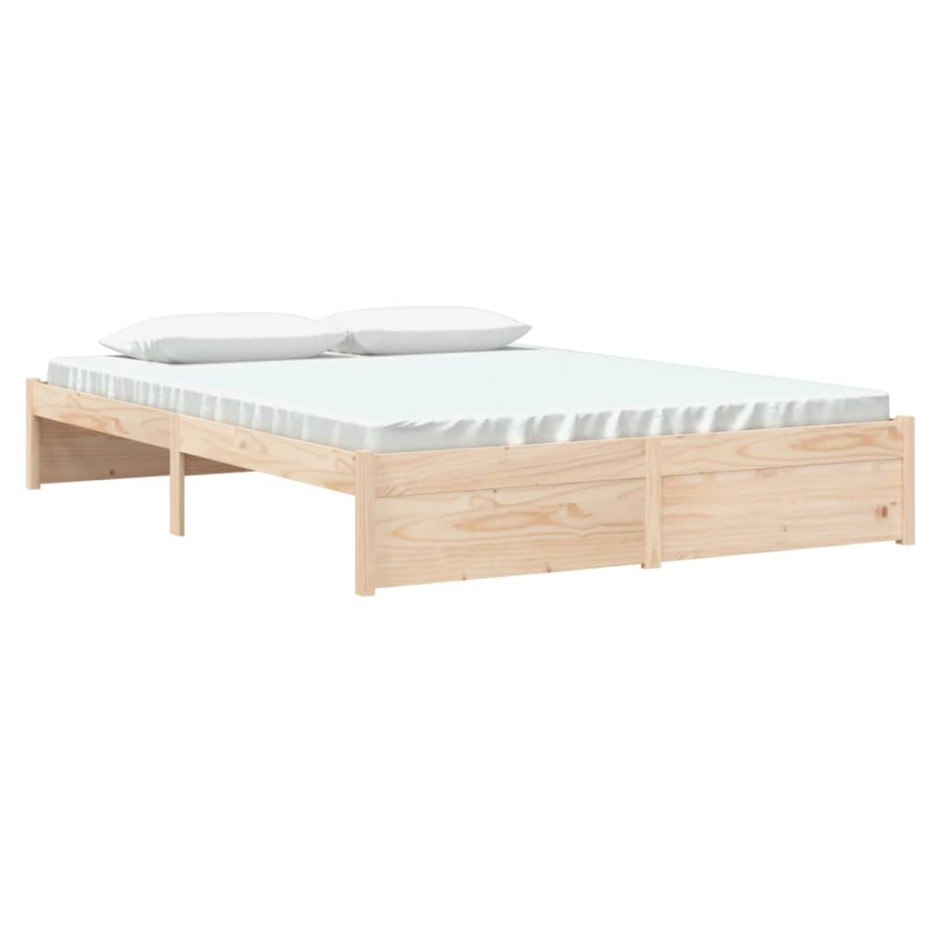 Estructura de cama doble sin colchón madera maciza 150x200