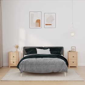 Mesitas de noche 2 uds madera maciza de pino 40x35x61,5