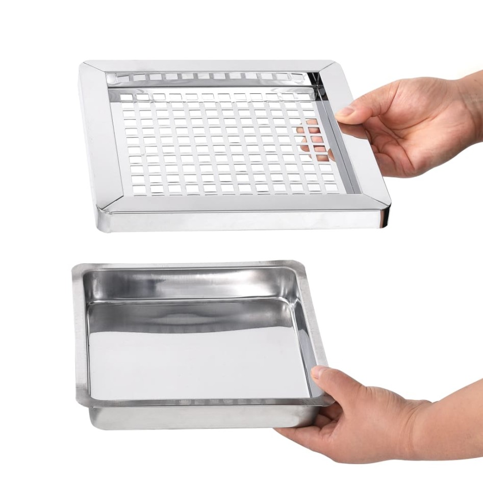 Papelera con cenicero de acero negro 36