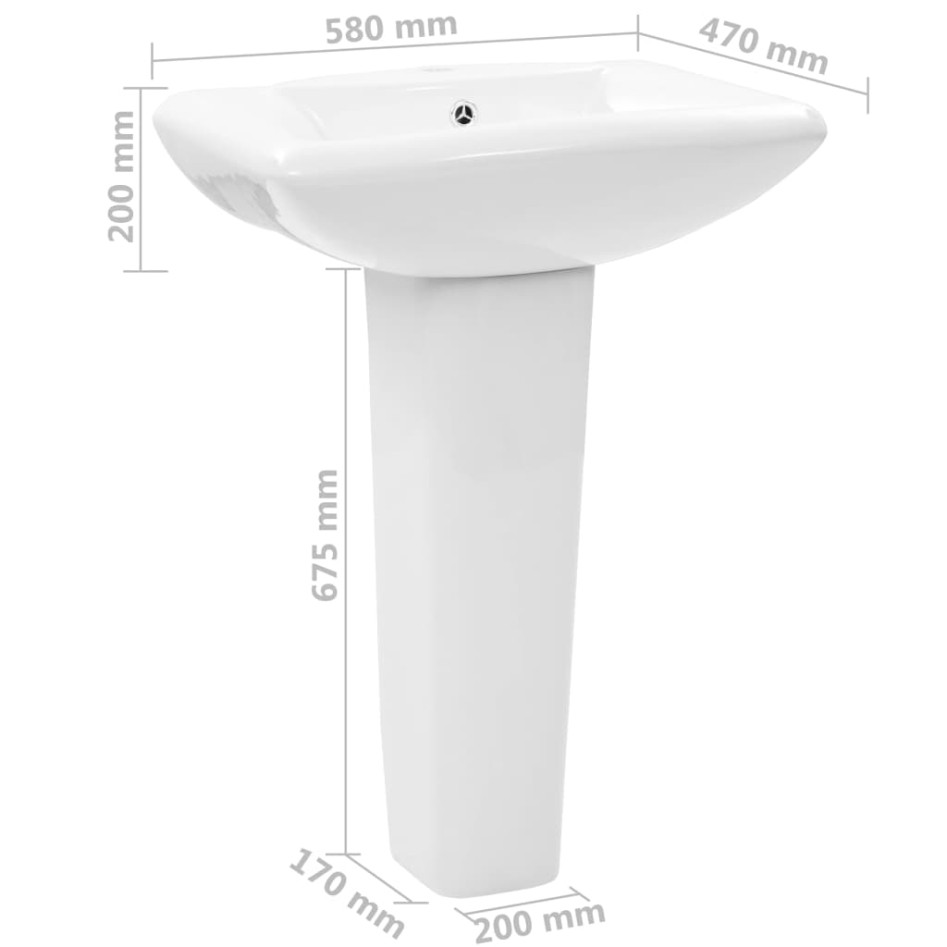 Lavabo de pie de cerámica blanco 580x470x200