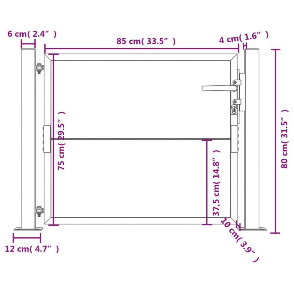 Puerta de jardín acero corten 105x80