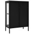 Aparador de acero y vidrio negro 75x35x105