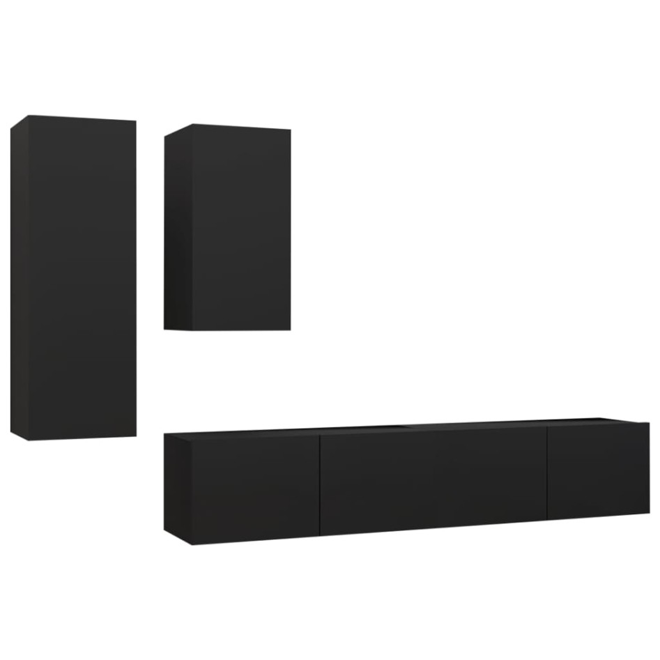 Set de muebles de TV salón 4 piezas madera contrachapada