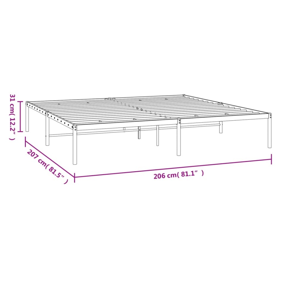 Estructura de cama sin colchón metal negro 200x200