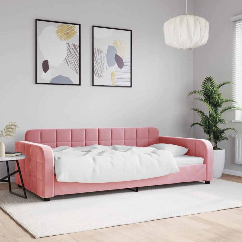 Sofá cama terciopelo rosa 100x200