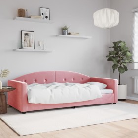 Sofá cama sin colchón terciopelo rosa 90x200