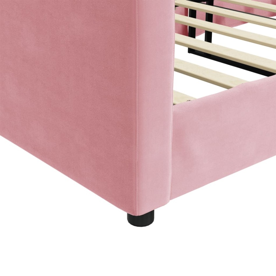 Sofá cama sin colchón terciopelo rosa 90x200