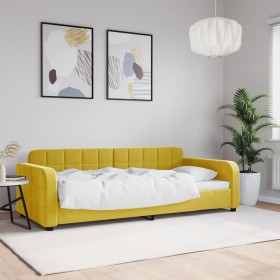 Sofá cama sin colchón terciopelo amarillo 90x200