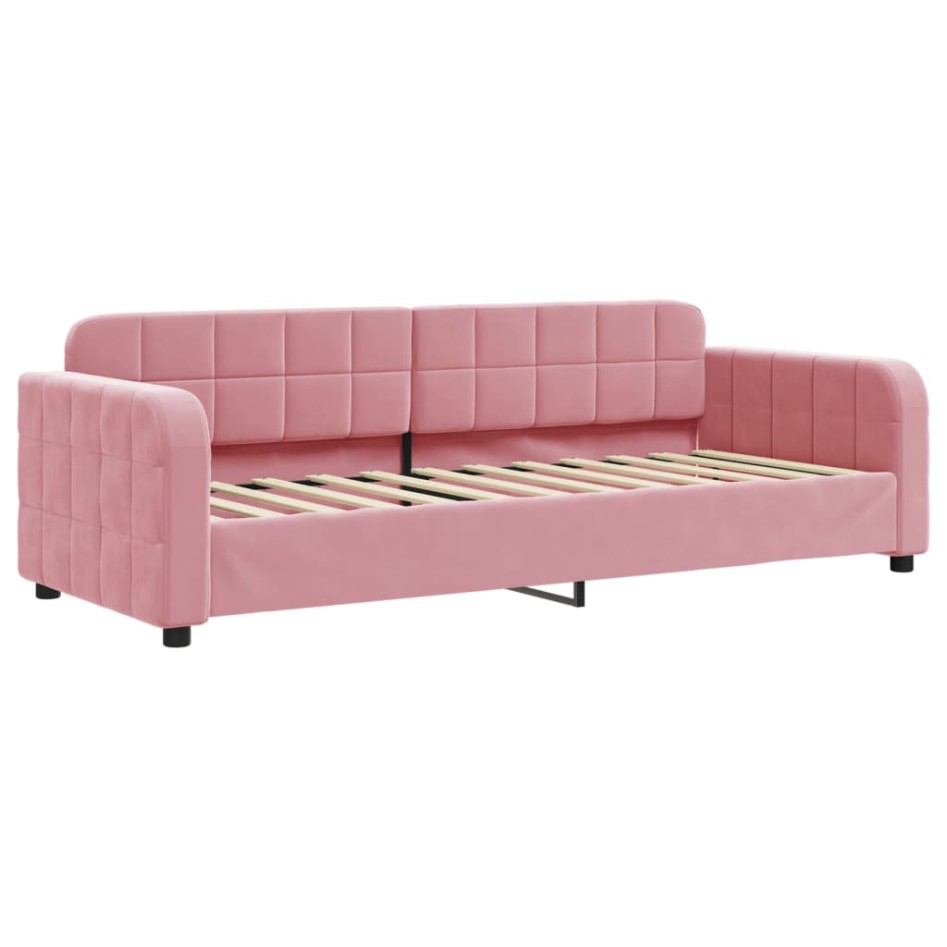 Sofá cama sin colchón terciopelo rosa 80x200