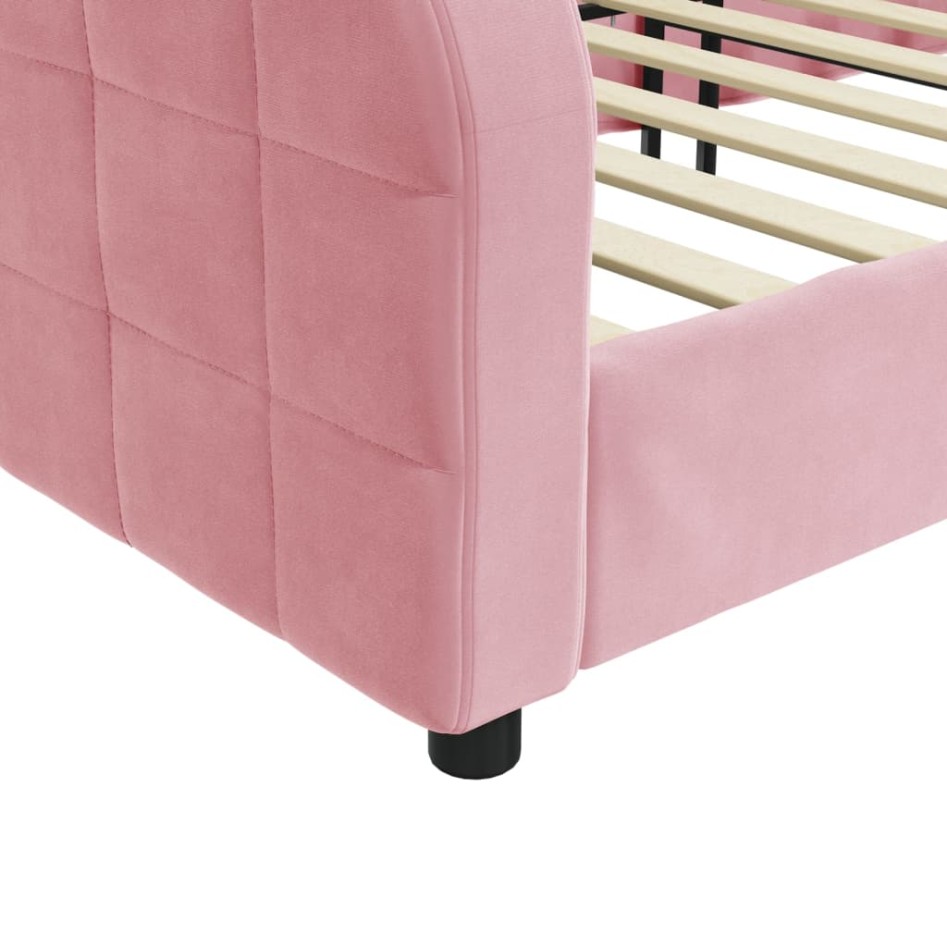 Sofá cama sin colchón terciopelo rosa 90x200