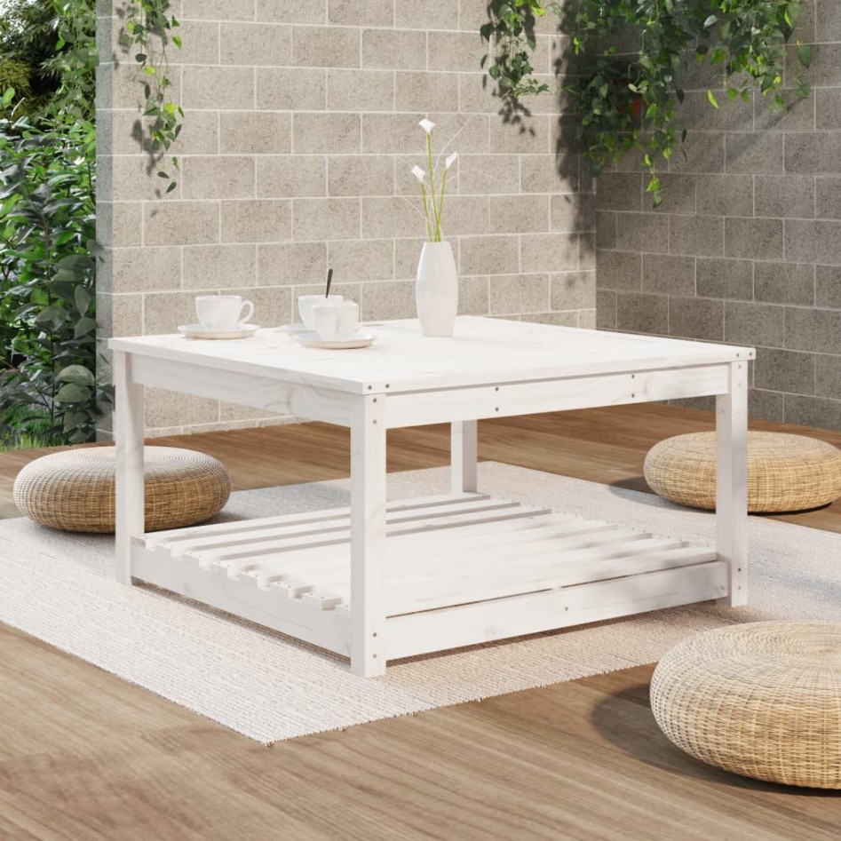 Mesa de jardín madera maciza pino blanco 82,5x82,5x45