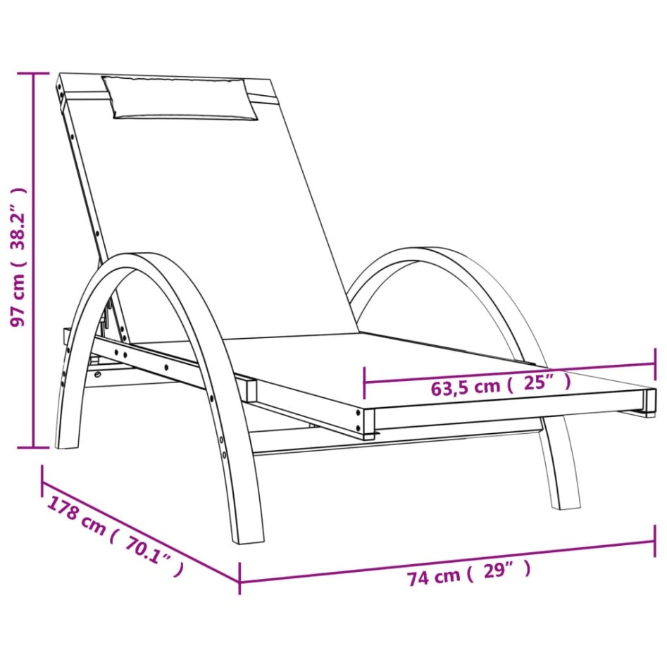 Tumbona con cojín textilene gris y madera maciza de