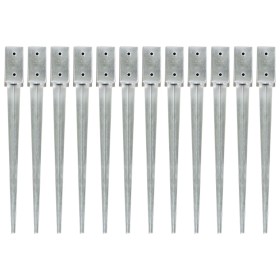 Picas de tierra 12 uds acero galvanizado plateado 7x7x75