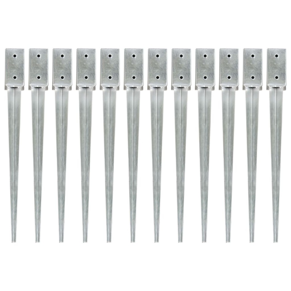 Picas de tierra 12 uds acero galvanizado plateado 7x7x75