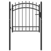 Puerta de valla con picos acero negro 100x100 cm