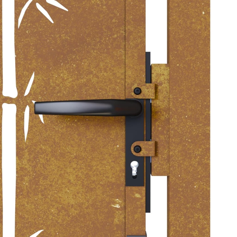 Puerta de jardín acero corten diseño bambú 105x80