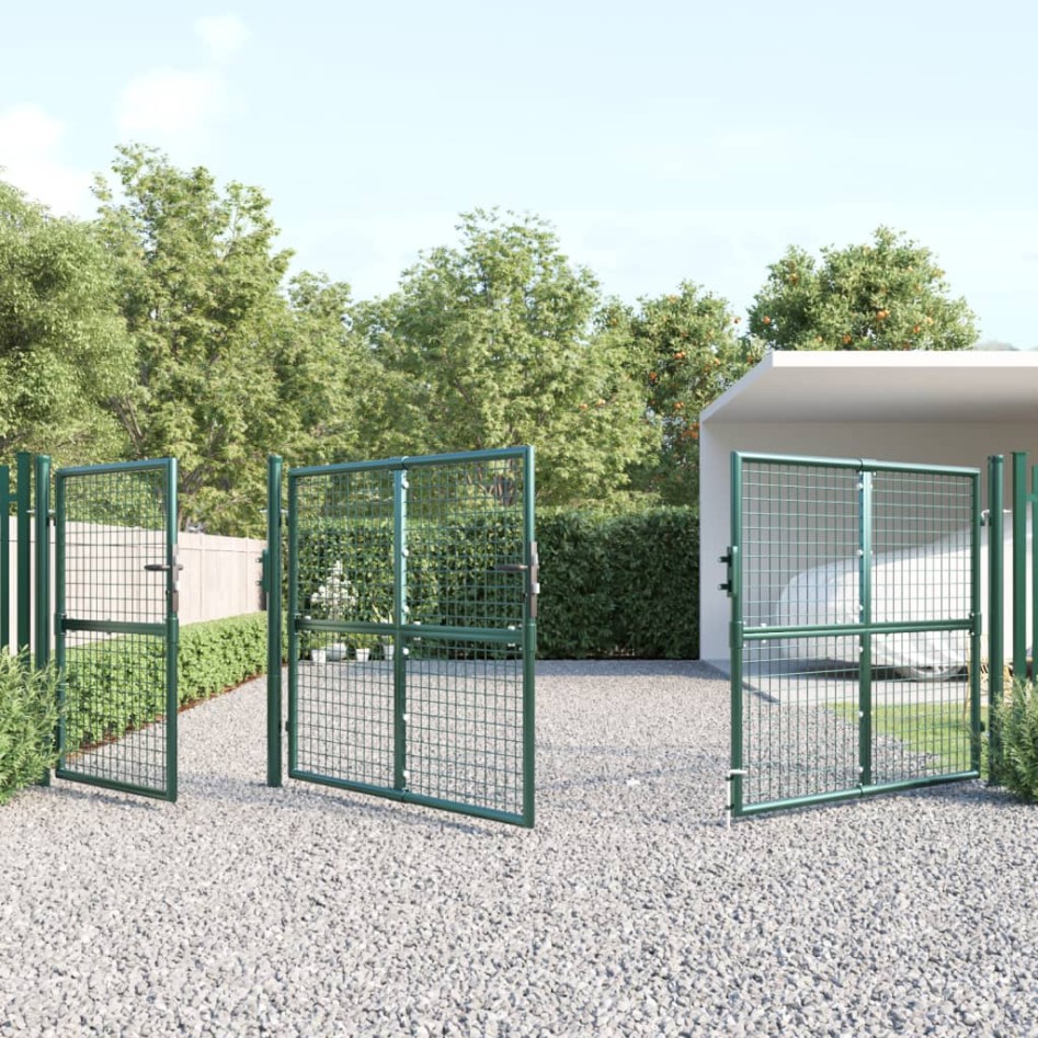 Puerta de malla de jardín acero galvanizado verde 400x175