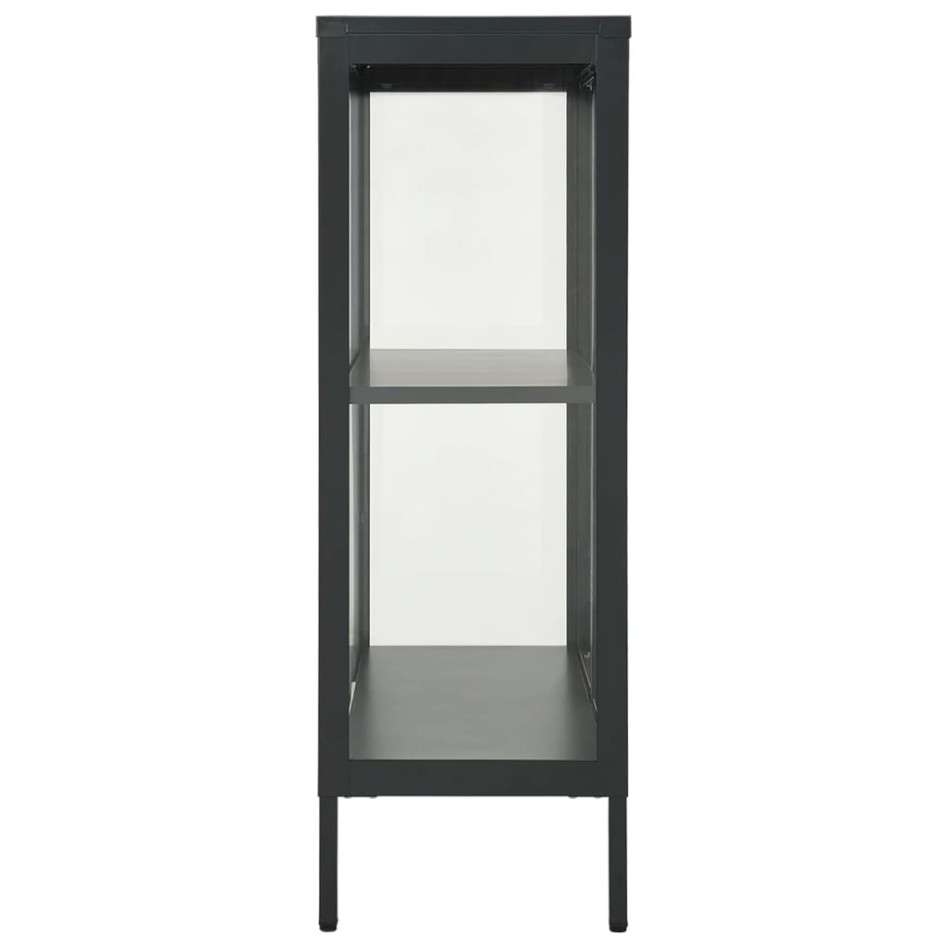 Aparador de acero y vidrio gris antracita 75x35x105