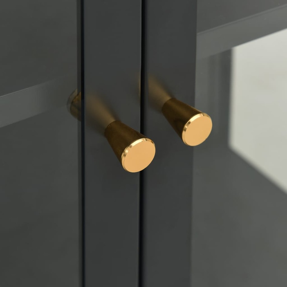 Aparador de acero y vidrio gris antracita 75x35x105