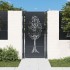 Puerta de jardín acero gris antracita diseño árbol 105x205