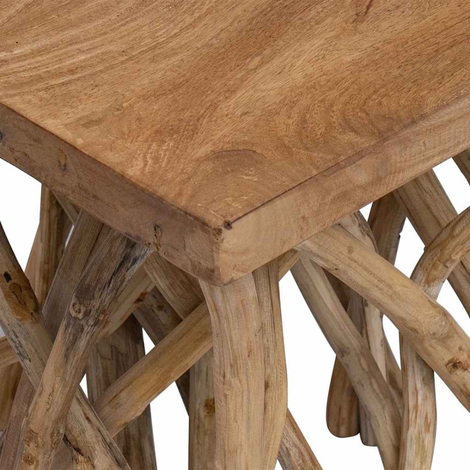 Mesa de centro de troncos madera reciclada mixta 40x40x40