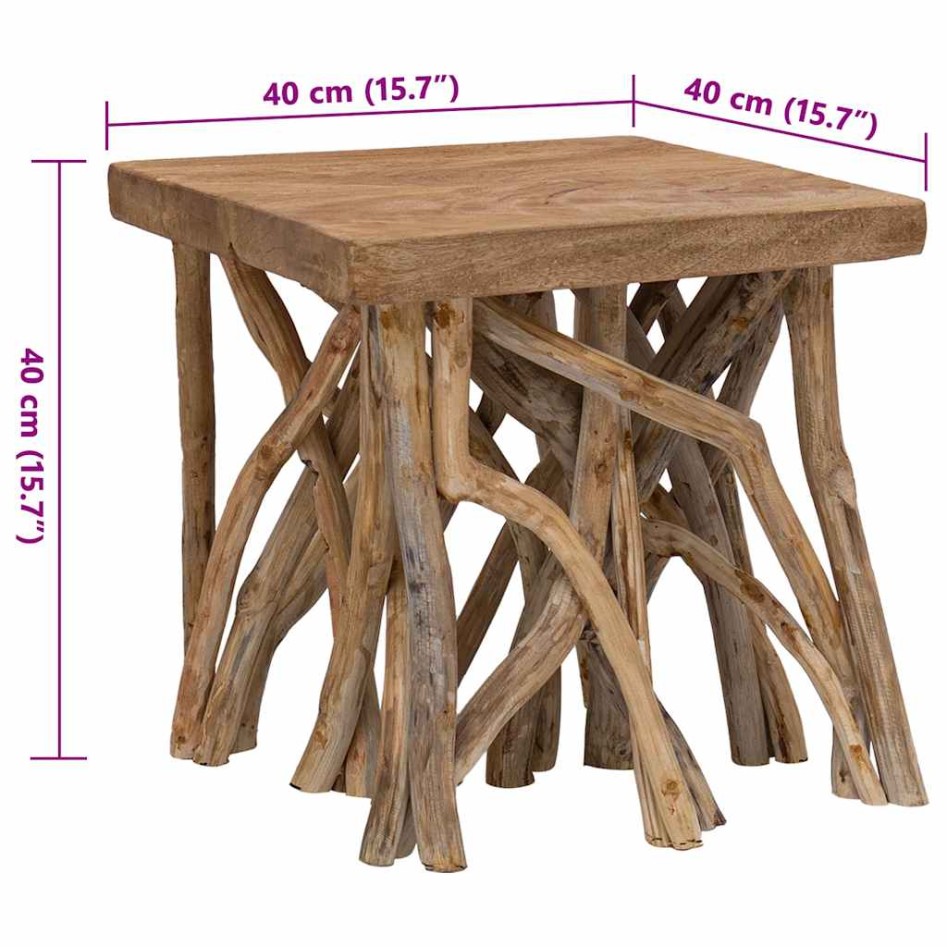 Mesa de centro de troncos madera reciclada mixta 40x40x40